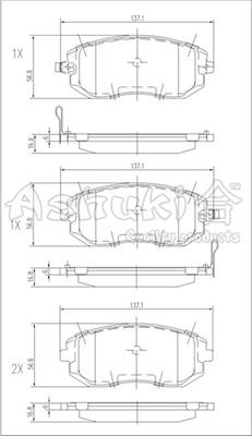 Ashuki 1080-5107 - Комплект спирачно феродо, дискови спирачки vvparts.bg