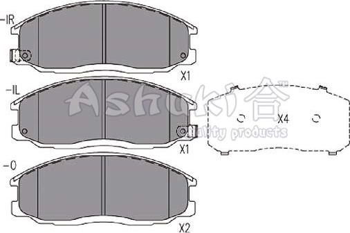 Ashuki 1080-6250 - Комплект спирачно феродо, дискови спирачки vvparts.bg