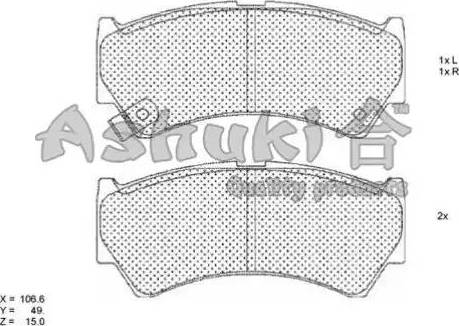 Ashuki 1080-0208 - Комплект спирачно феродо, дискови спирачки vvparts.bg