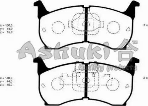 Ashuki 1080-1003 - Комплект спирачно феродо, дискови спирачки vvparts.bg