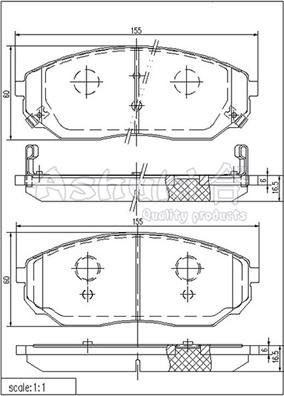 Ashuki 1080-8130 - Комплект спирачно феродо, дискови спирачки vvparts.bg