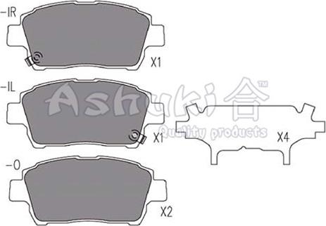 Ashuki 1080-8802 - Комплект спирачно феродо, дискови спирачки vvparts.bg