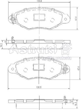 Ashuki 1080-3901 - Комплект спирачно феродо, дискови спирачки vvparts.bg