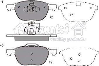 Ashuki 1080-3603 - Комплект спирачно феродо, дискови спирачки vvparts.bg