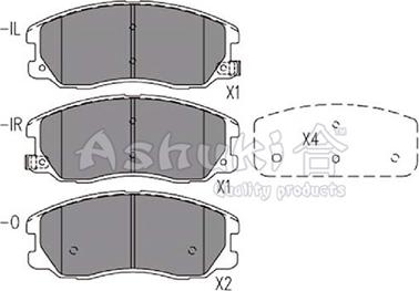 Ashuki 1080-3190 - Комплект спирачно феродо, дискови спирачки vvparts.bg