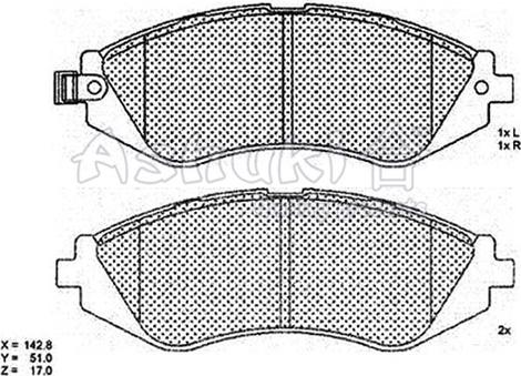 Ashuki 1080-2090 - Комплект спирачно феродо, дискови спирачки vvparts.bg