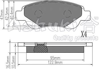 Ashuki 1080-2212 - Комплект спирачно феродо, дискови спирачки vvparts.bg