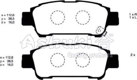 Ashuki 1083-9102 - Комплект спирачно феродо, дискови спирачки vvparts.bg