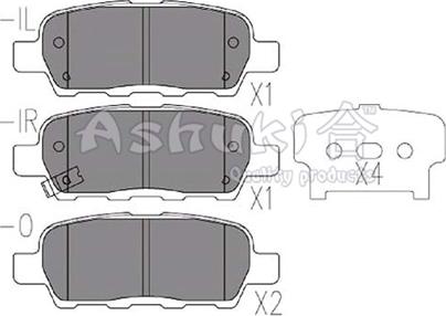 Ashuki 1083-4401 - Комплект спирачно феродо, дискови спирачки vvparts.bg