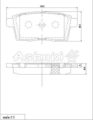 Ashuki 1083-4203 - Комплект спирачно феродо, дискови спирачки vvparts.bg