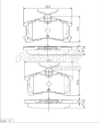 Ashuki 1083-6202 - Комплект спирачно феродо, дискови спирачки vvparts.bg