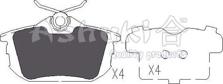 Ashuki 1083-2105 - Комплект спирачно феродо, дискови спирачки vvparts.bg