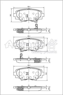 Ashuki 1083-7203 - Комплект спирачно феродо, дискови спирачки vvparts.bg