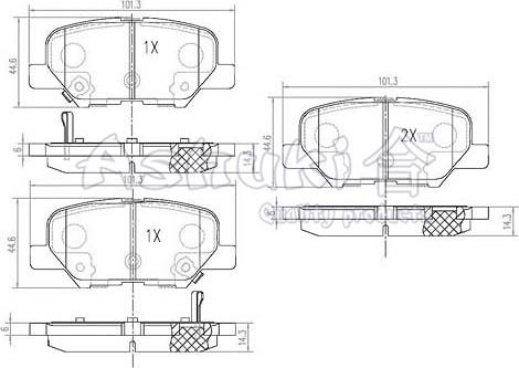 Ashuki C012-09 - Комплект спирачно феродо, дискови спирачки vvparts.bg