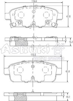 Ashuki J009-60 - Комплект спирачно феродо, дискови спирачки vvparts.bg