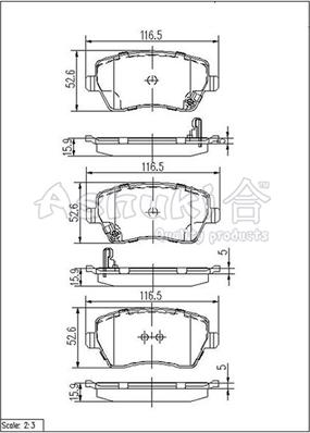 Ashuki K012-40 - Комплект спирачно феродо, дискови спирачки vvparts.bg