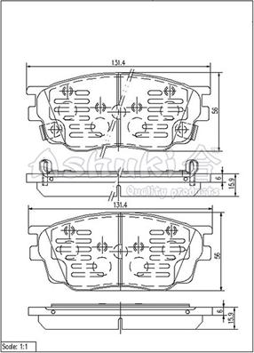 Ashuki M050-35 - Комплект спирачно феродо, дискови спирачки vvparts.bg