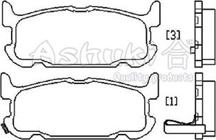 Ashuki M075-10 - Комплект спирачно феродо, дискови спирачки vvparts.bg