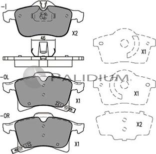 Ashuki P1-1008 - Комплект спирачно феродо, дискови спирачки vvparts.bg