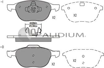 Ashuki P1-1023 - Комплект спирачно феродо, дискови спирачки vvparts.bg