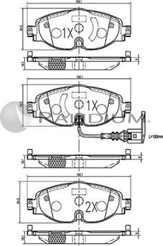 Ashuki P1-1133 - Комплект спирачно феродо, дискови спирачки vvparts.bg