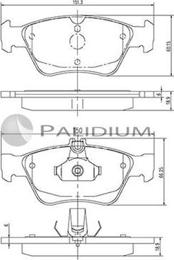 Ashuki P1-1218 - Комплект спирачно феродо, дискови спирачки vvparts.bg