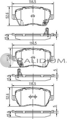 Ashuki P1-1237 - Комплект спирачно феродо, дискови спирачки vvparts.bg