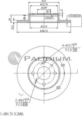 Ashuki P330-100 - Спирачен диск vvparts.bg