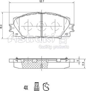 Ashuki T114-55 - Комплект спирачно феродо, дискови спирачки vvparts.bg