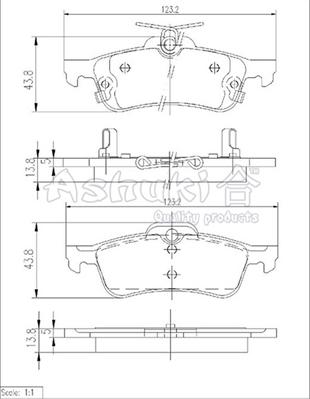 Ashuki T114-35 - Комплект спирачно феродо, дискови спирачки vvparts.bg