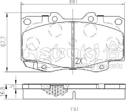 Ashuki T112-45 - Комплект спирачно феродо, дискови спирачки vvparts.bg