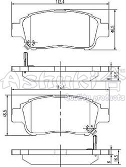 Ashuki T112-75 - Комплект спирачно феродо, дискови спирачки vvparts.bg