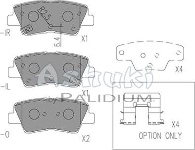 Ashuki Y029-55 - Комплект спирачно феродо, дискови спирачки vvparts.bg