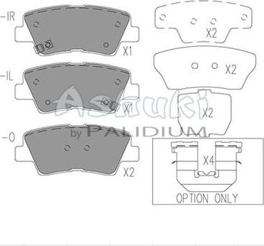 Ashuki Y029-58 - Комплект спирачно феродо, дискови спирачки vvparts.bg