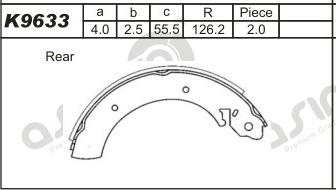 Asimco K9633 - Комплект спирачна челюст vvparts.bg