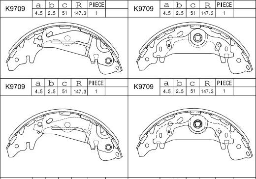 Asimco K9709 - Комплект спирачна челюст vvparts.bg