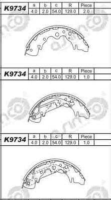 Asimco K9734 - Комплект спирачна челюст vvparts.bg