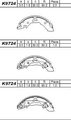 Asimco K9724 - Комплект спирачна челюст vvparts.bg