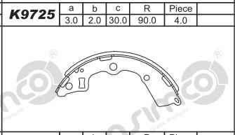 Asimco K9725 - Комплект спирачна челюст vvparts.bg