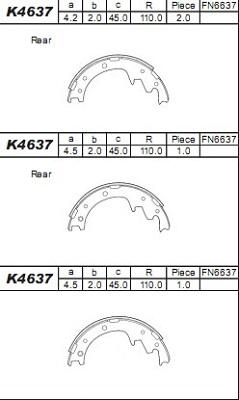 Asimco K4637 - Комплект спирачна челюст vvparts.bg