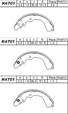 Asimco K4701 - Комплект спирачна челюст vvparts.bg