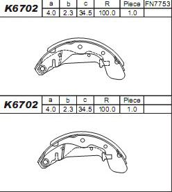 Asimco K6702 - Комплект спирачна челюст vvparts.bg