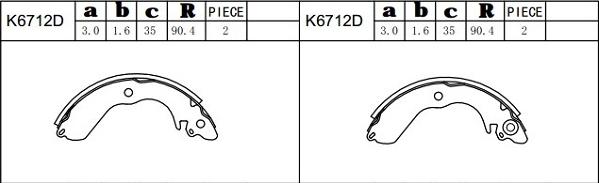 Asimco K6712D - Комплект спирачна челюст vvparts.bg