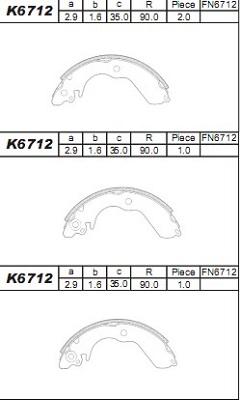 Asimco K6712 - Комплект спирачна челюст vvparts.bg