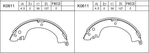 Asimco K0611 - Комплект спирачна челюст vvparts.bg