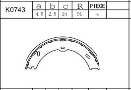 Asimco K0743 - Комплект спирачна челюст, ръчна спирачка vvparts.bg