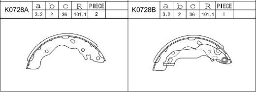 Asimco K0728 - Комплект спирачна челюст vvparts.bg