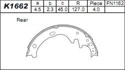 Asimco K1662 - Комплект спирачна челюст vvparts.bg