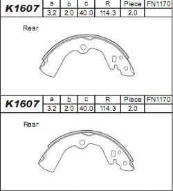 Asimco K1607 - Комплект спирачна челюст vvparts.bg