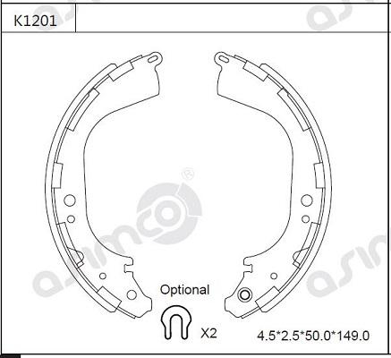 Asimco K1201 - Комплект спирачна челюст vvparts.bg